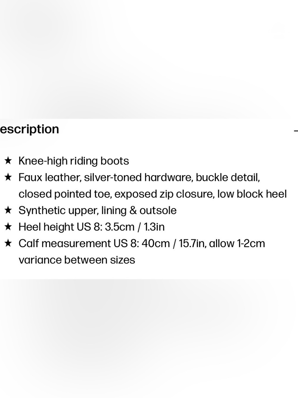 Princess Polly Black Tall Riding Moto Biker Boots Size 8 - Picture 4 of 5